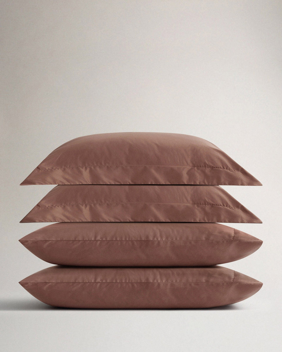 Image 1 of 5 showing Rise & Fall's Soft & Smooth Sateen Cotton Pillowcases, set of 4, colour: Deep Clay.