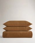 image 1 of 6 showing Rise & Fall's Relaxed & Refined linen duvet set, fabric: European flax, colour: ochre