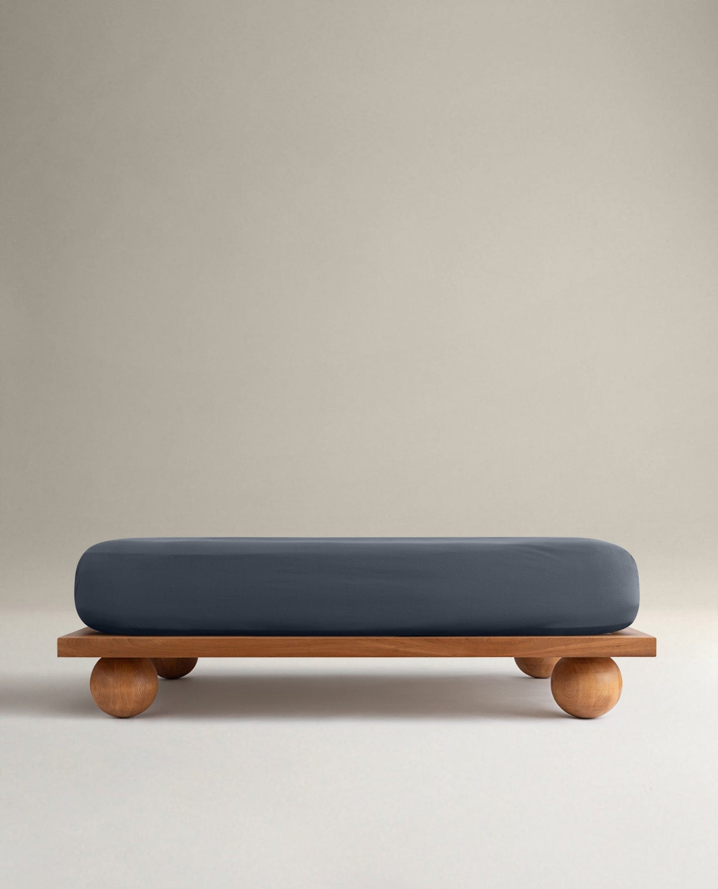 Image 1 of 6 showing Rise & Fall's Crisp & Cool organic cotton fitted sheet in indigo.