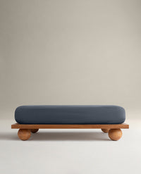 Image 1 of 6 showing Rise & Fall's Crisp & Cool organic cotton fitted sheet in indigo.