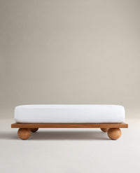 Image 1 of 6 showing Rise & Fall's Crisp & Cool organic cotton fitted sheet in white.