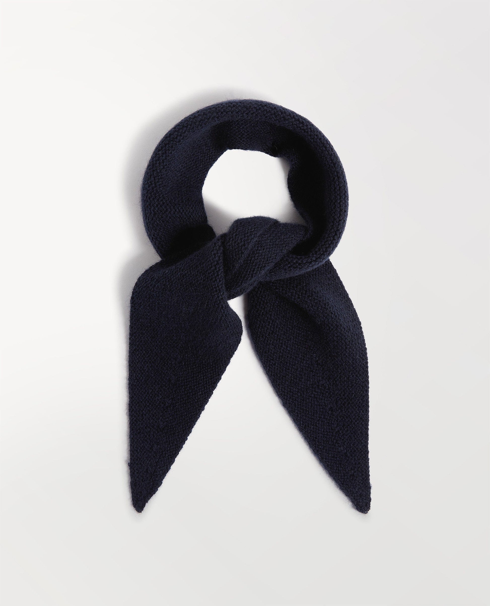 Image 2 of 2 showing Rise & Fall's finest cashmere ribbed micro bandana in indigo.