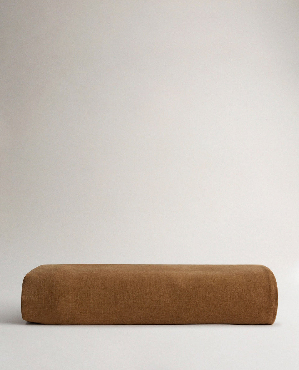 Image 2 of 3 showing Relaxed & Refined European Flax™ Linen Duvet Cover, colour: ochre