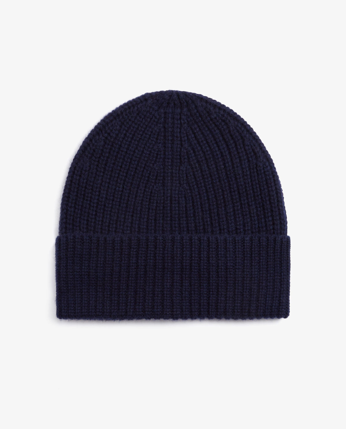 Image 2 of 3 showing Rise & Fall's Men's Cashmere Merino Ribbed Knit Beanie in navy.