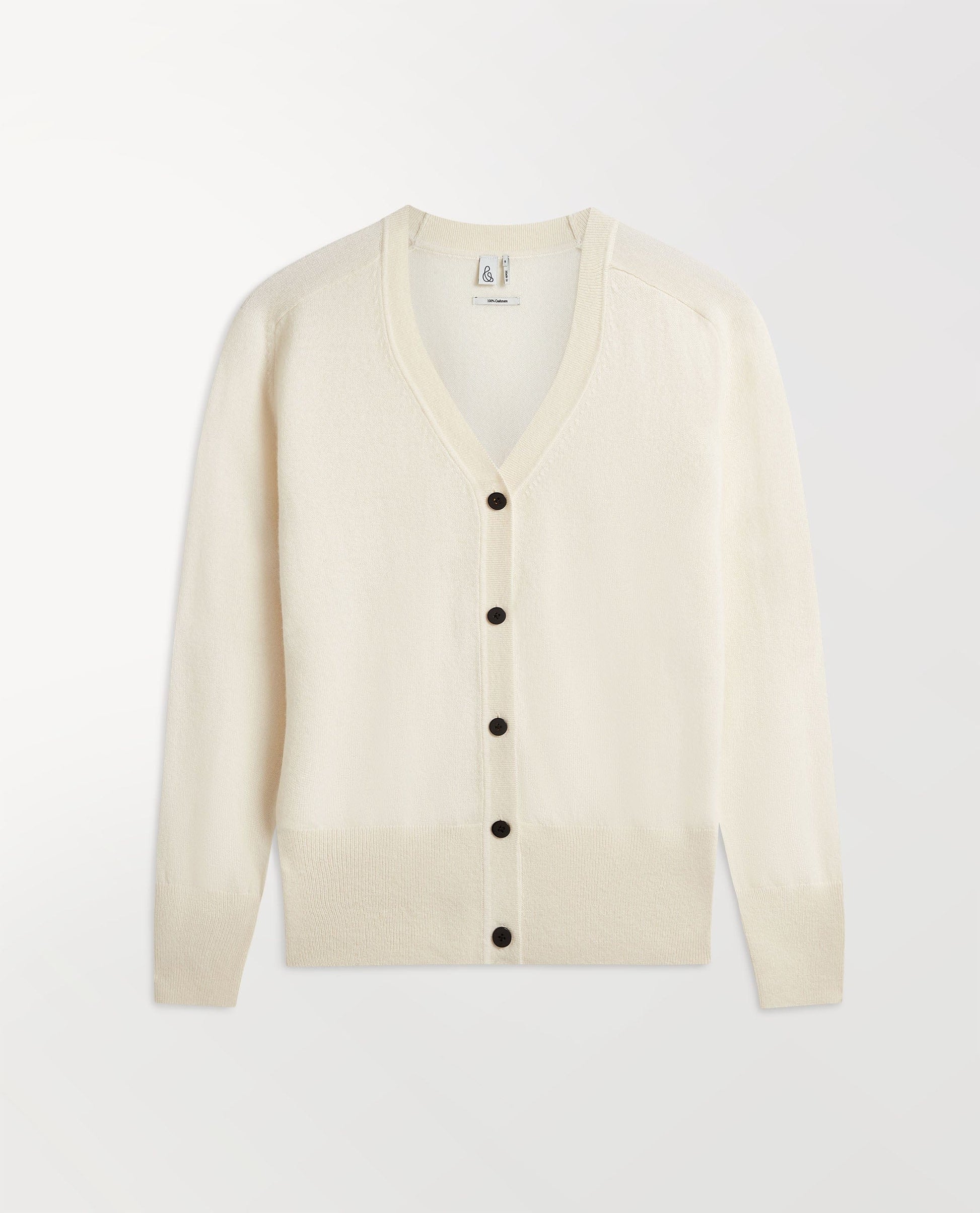Image 2 of 3 showing Rise & Fall's fine cashmere blouson cardigan, colour: buttermilk.