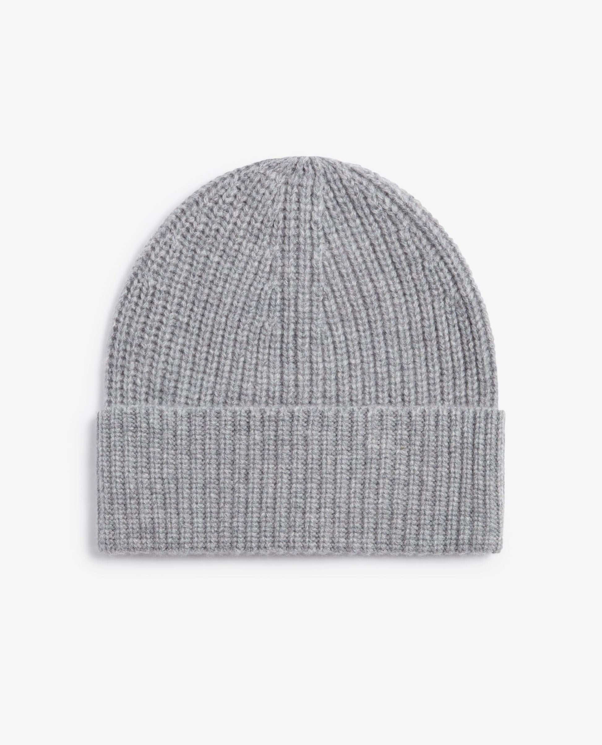 Image 2 of 4 showing Rise & Fall's Cashmere Merino Ribbed Knit Beanie in grey.