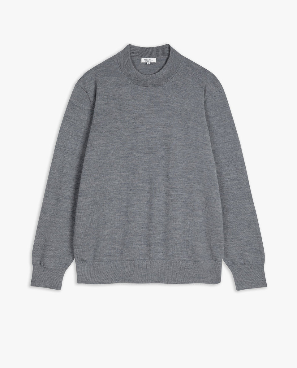 Image 2 of 4 showing Rise & Fall's merino mid-weight crew neck jumper in grey.