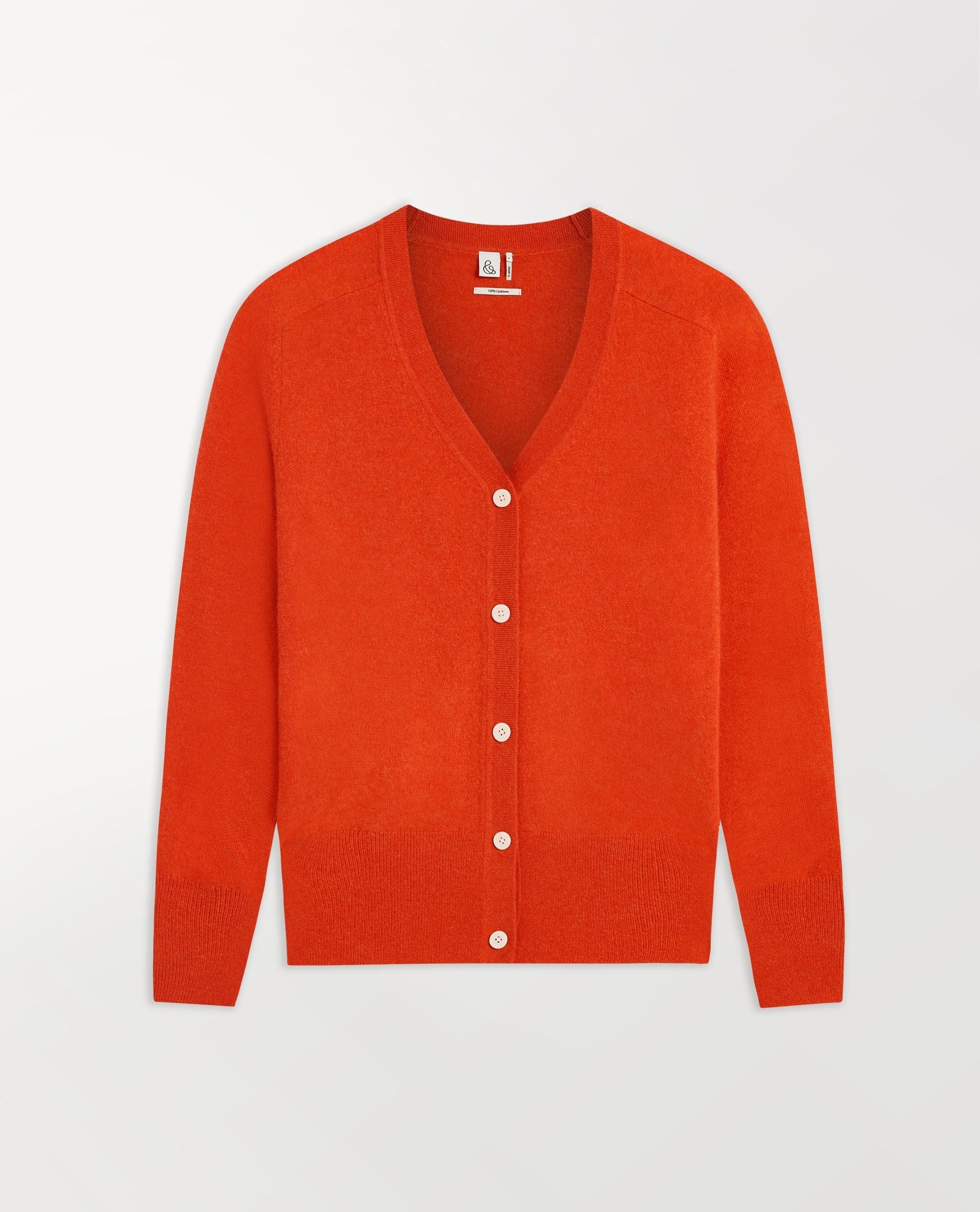 Image 2 of 5 showing Rise & Fall's women's finest cashmere blouson cardigan, colour: poppy red.
