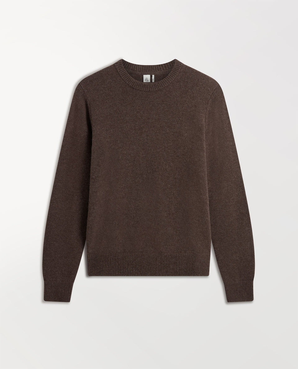 Image 2 of 5 showing Rise & Fall's brown mid-weight cashmere crew neck jumper.