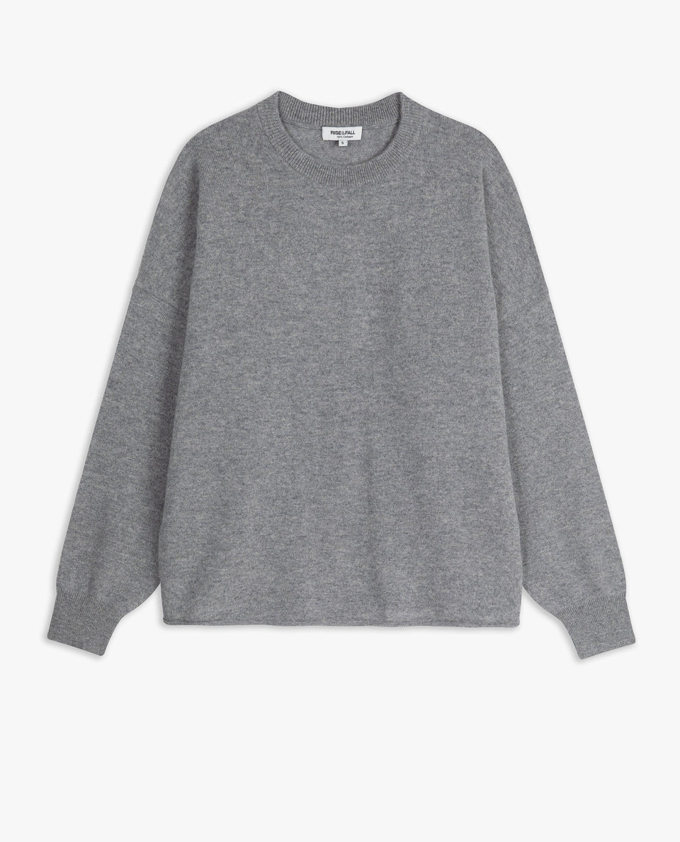 Image 2 of 5 showing Rise & Fall's grey fine cashmere sweatshirt.