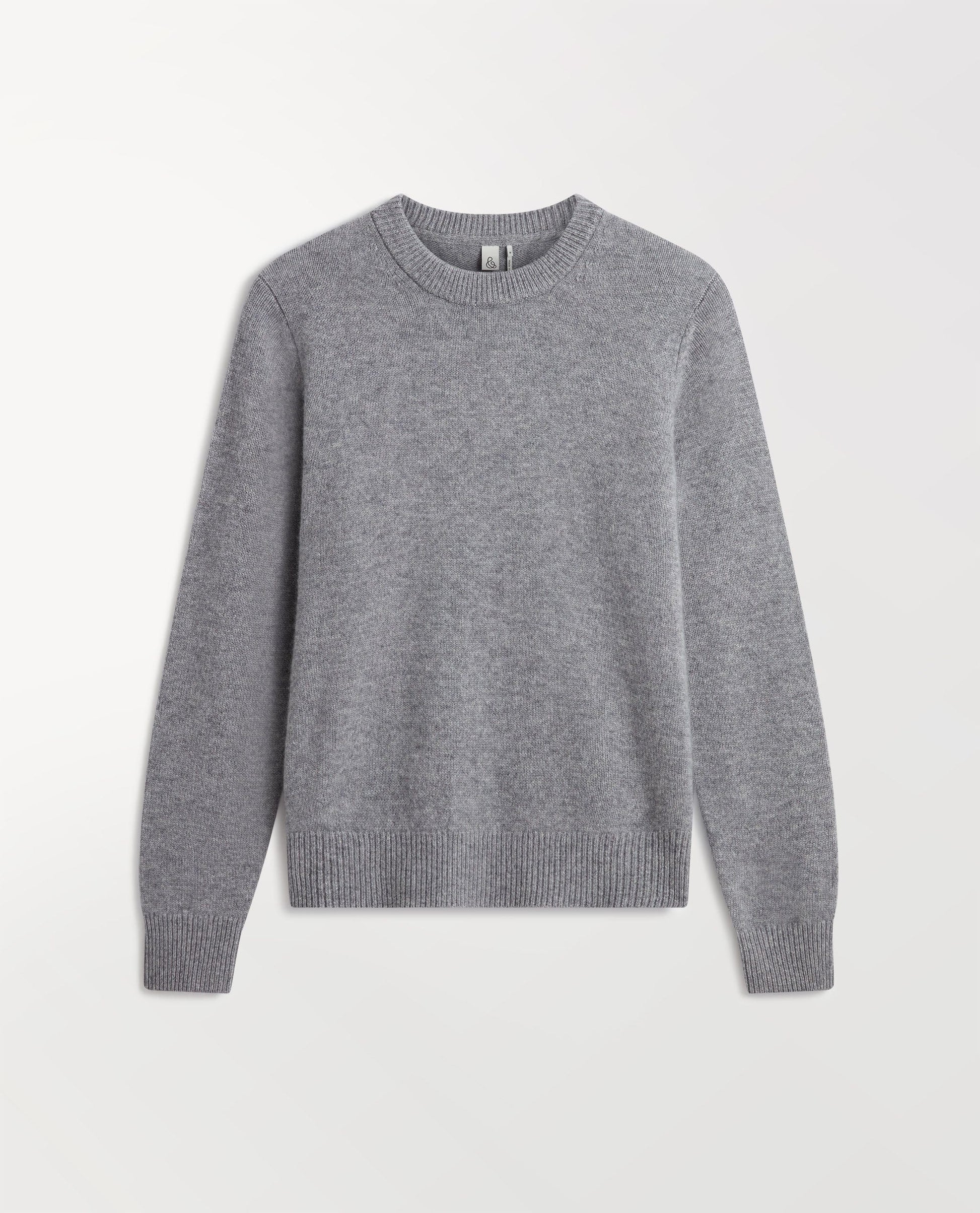 Image 2 of 5 showing Rise & Fall's grey mid-weight cashmere crew neck jumper.
