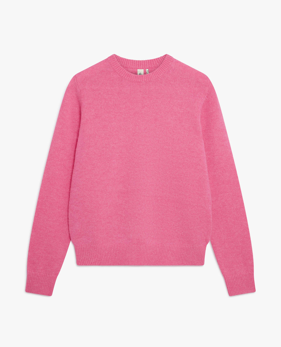 Image 2 of 5 showing Rise & Fall's pink mid weight cashmere crew neck jumper.