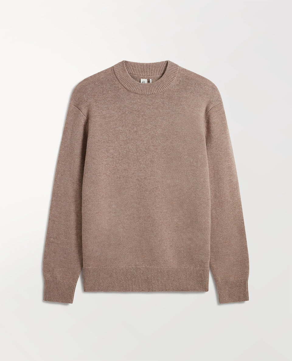 Image 2 of 6 showing Rise & Fall's Finest Cashmere Mid-Weight Crew Neck Jumper in toast brown.