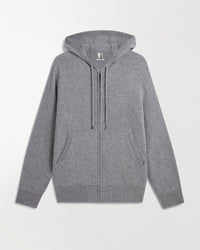 Image 2 of 6 showing Rise & Fall's fine cashmere zip hoodie, grey.