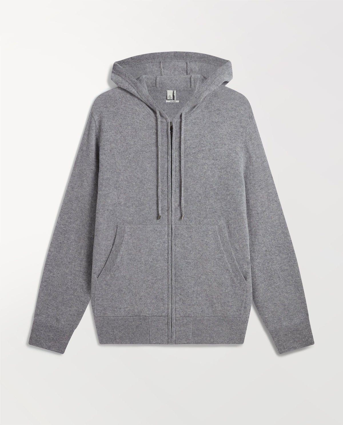 Image 2 of 6 showing Rise & Fall's fine cashmere zip hoodie, grey.