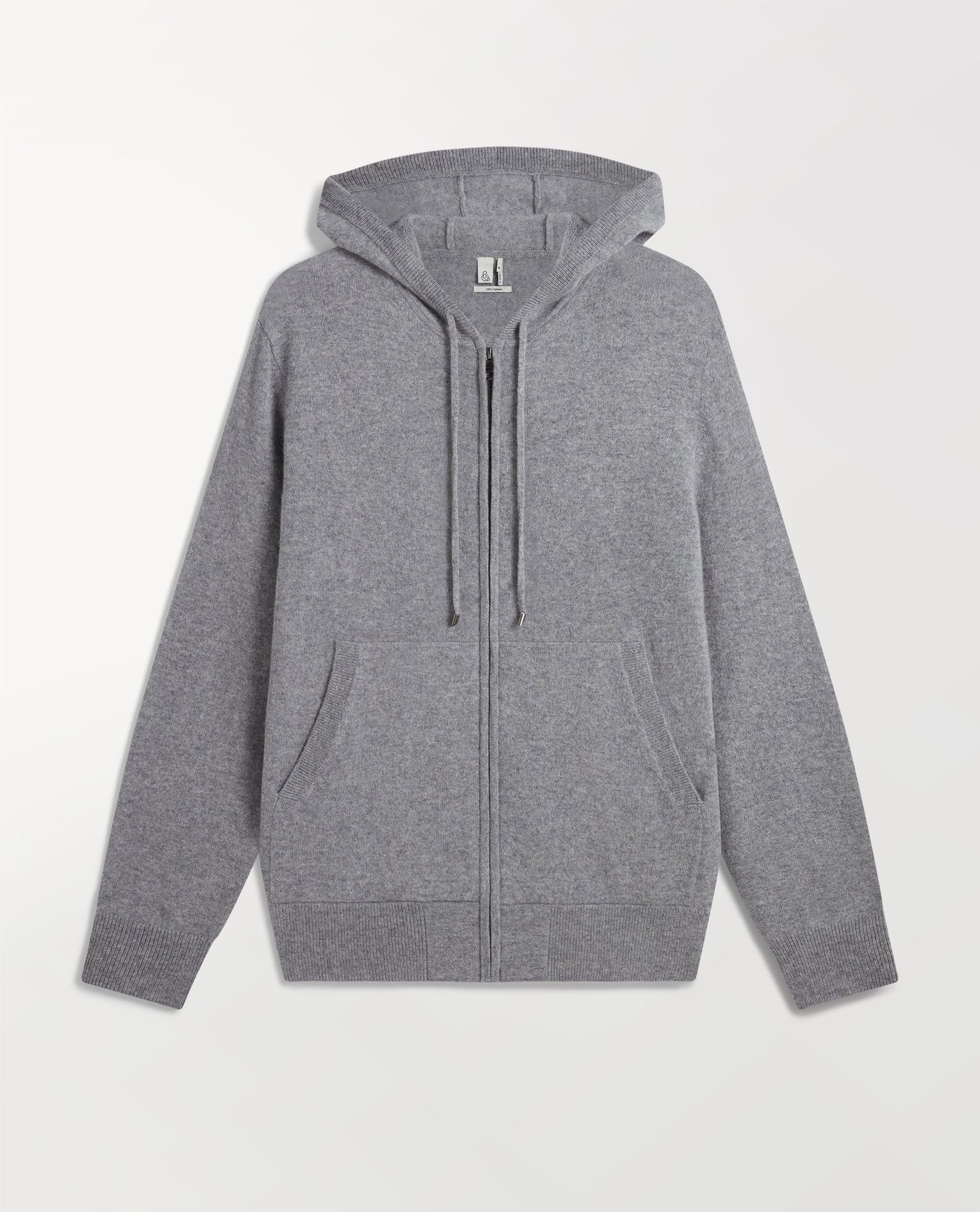 Image 2 of 6 showing Rise & Fall's fine cashmere zip hoodie, grey.