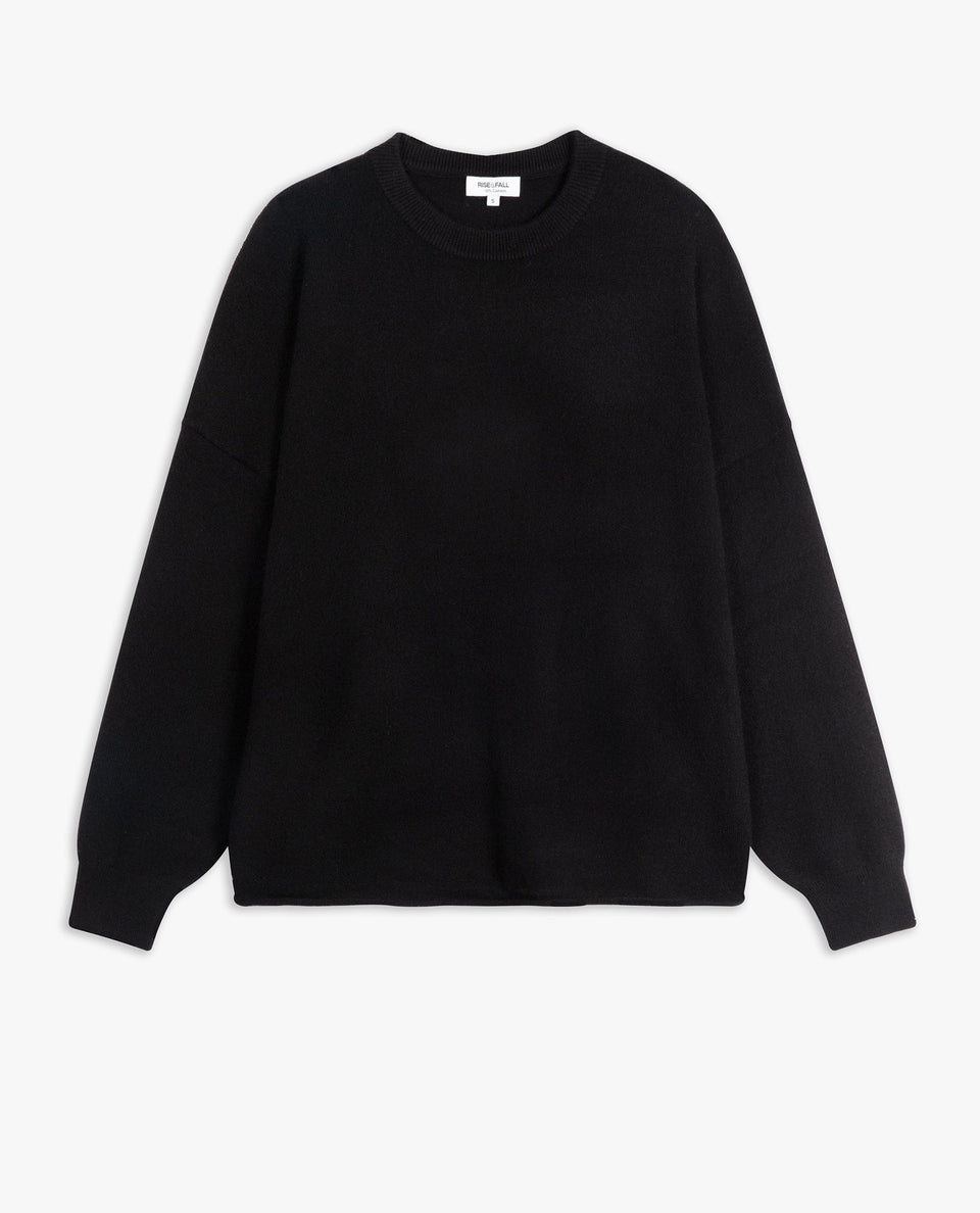 Image 2 of 6 showing Rise & Fall's black fine cashmere sweatshirt.
