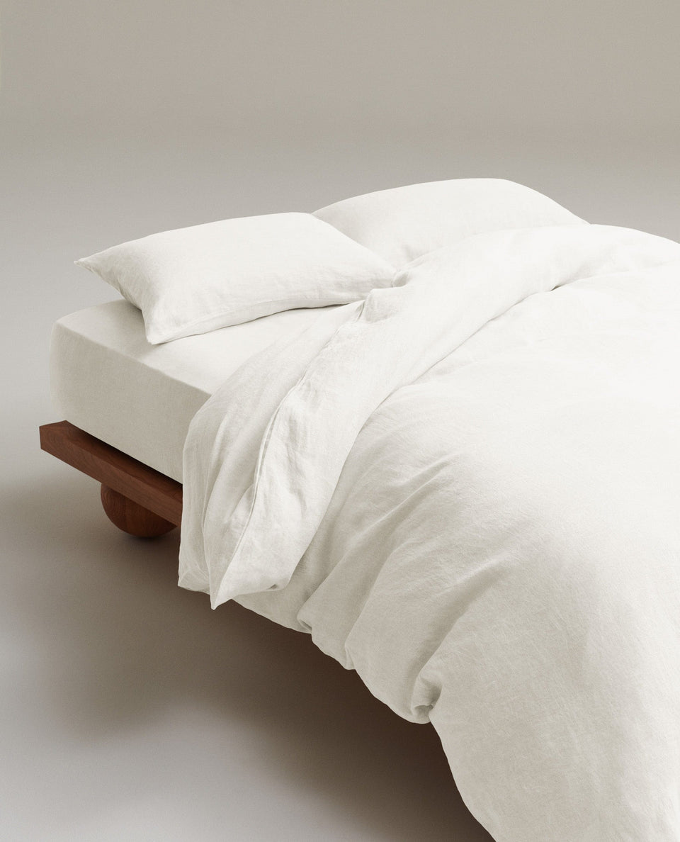 Image 3 of 3 showing Relaxed & Refined European Flax™ Linen Duvet Cover, colour: white.
