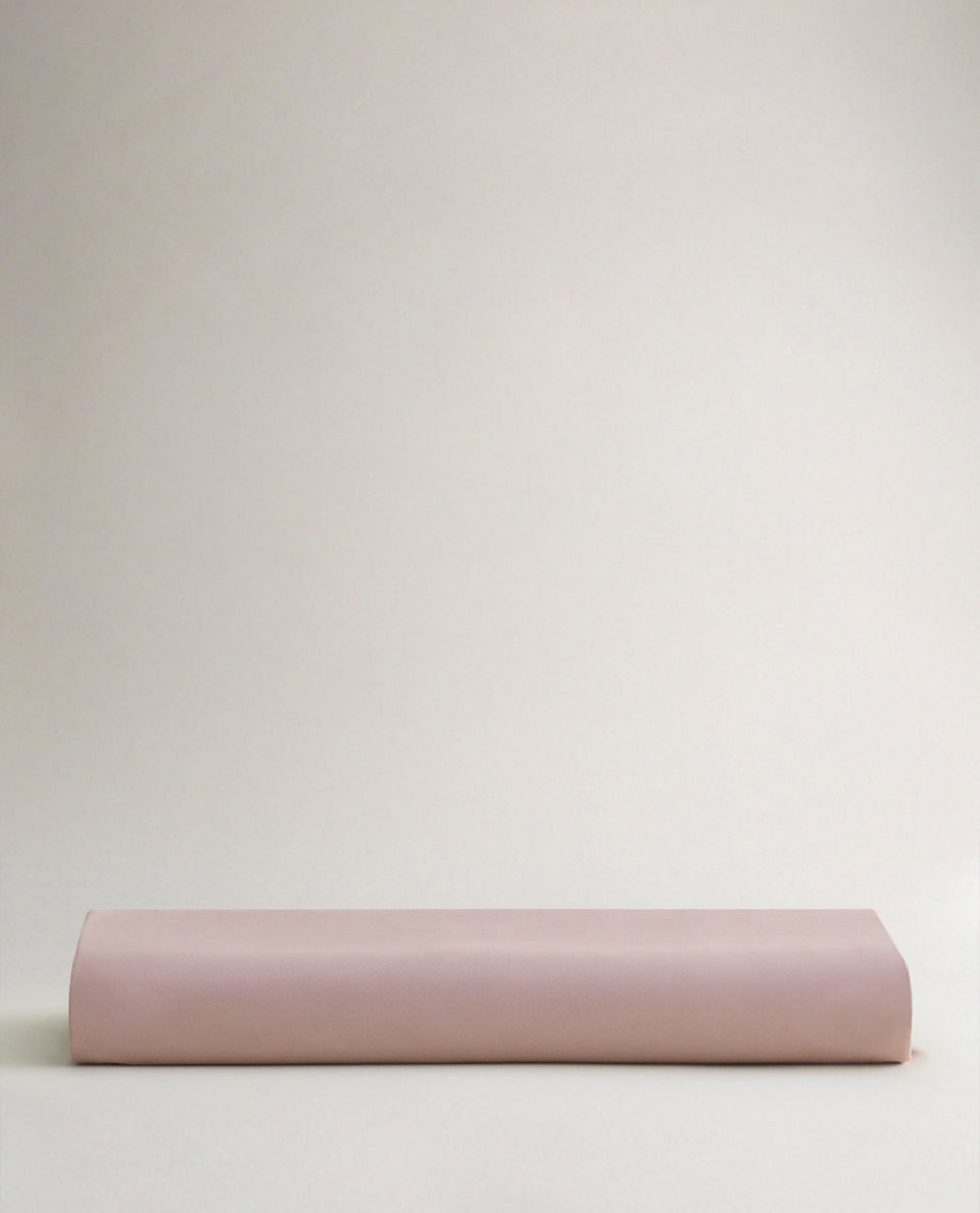 Image 3 of 4 showing Rise & Fall's Soft & Smooth organic sateen cotton flat sheet in deep clay.