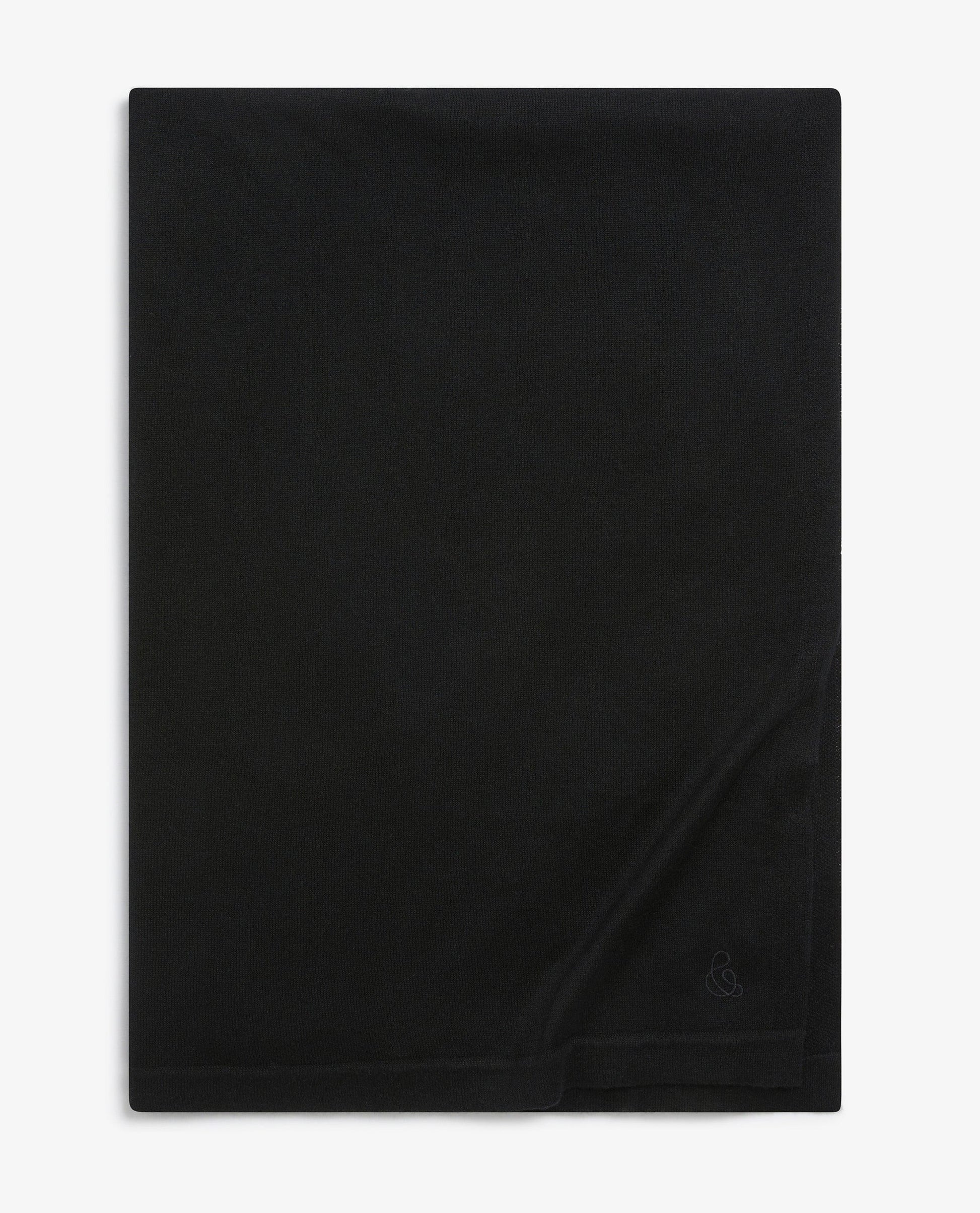 Image 3 of 5 showing Rise & Fall's black oversized cashmere scarf.