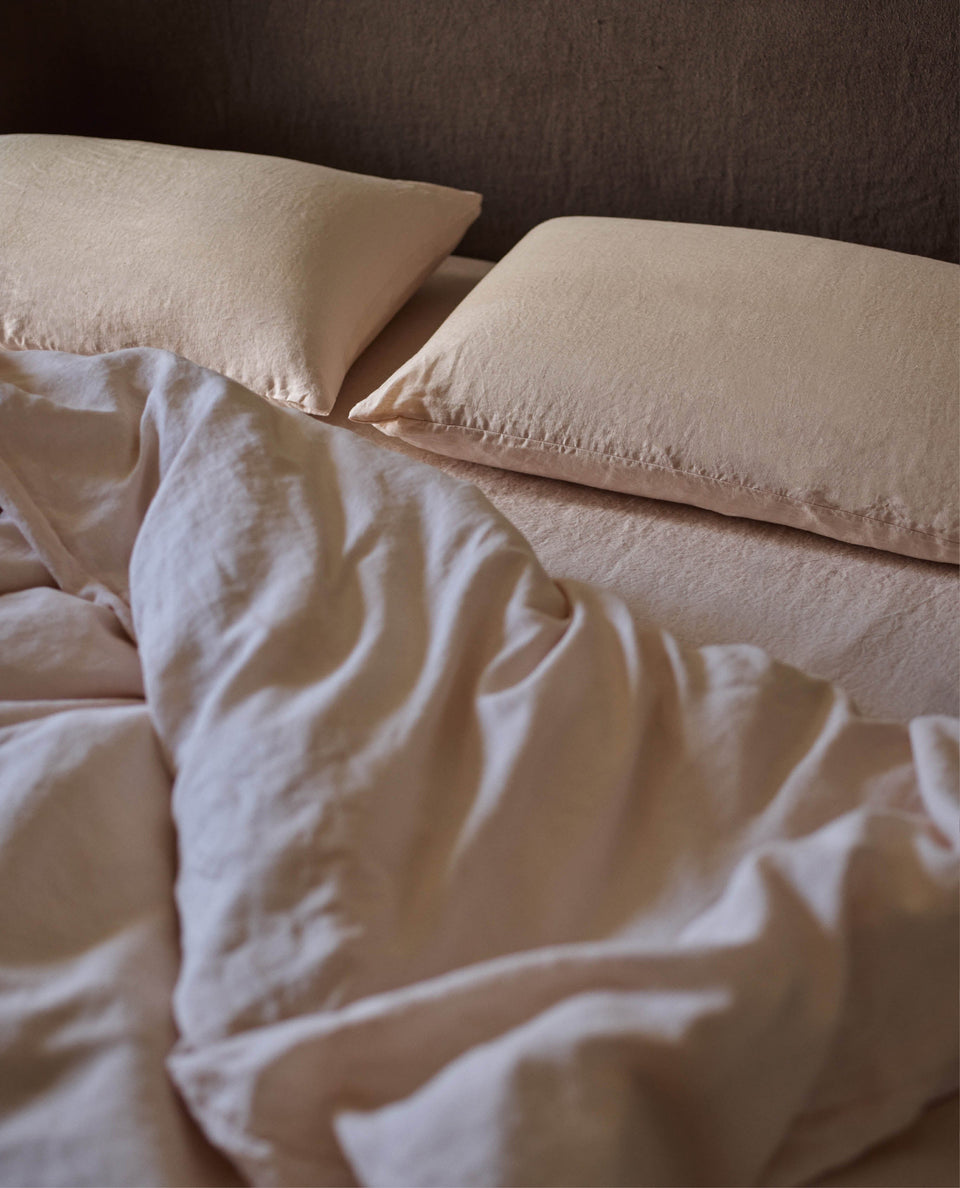 Image 3 of 6 showing House of Grey European Flax™ Linen Duvet Cover, colour: bruised peach.