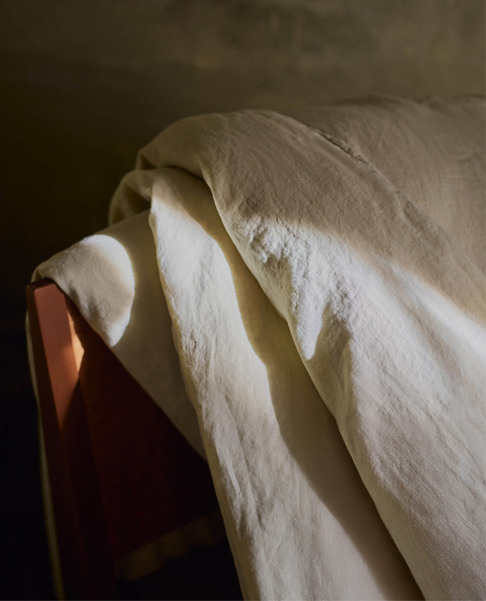 Image 4 of 5 showing House of Grey European Flax™ Linen Duvet Cover, colour: celery.