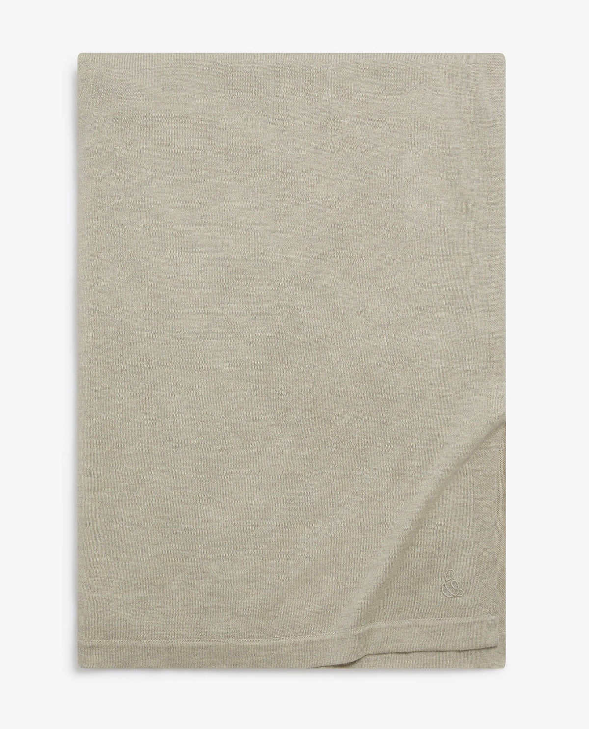Image 6 of 6 showing Rise & Fall's oversized cashmere scarf around shoulders, colour: light beige.