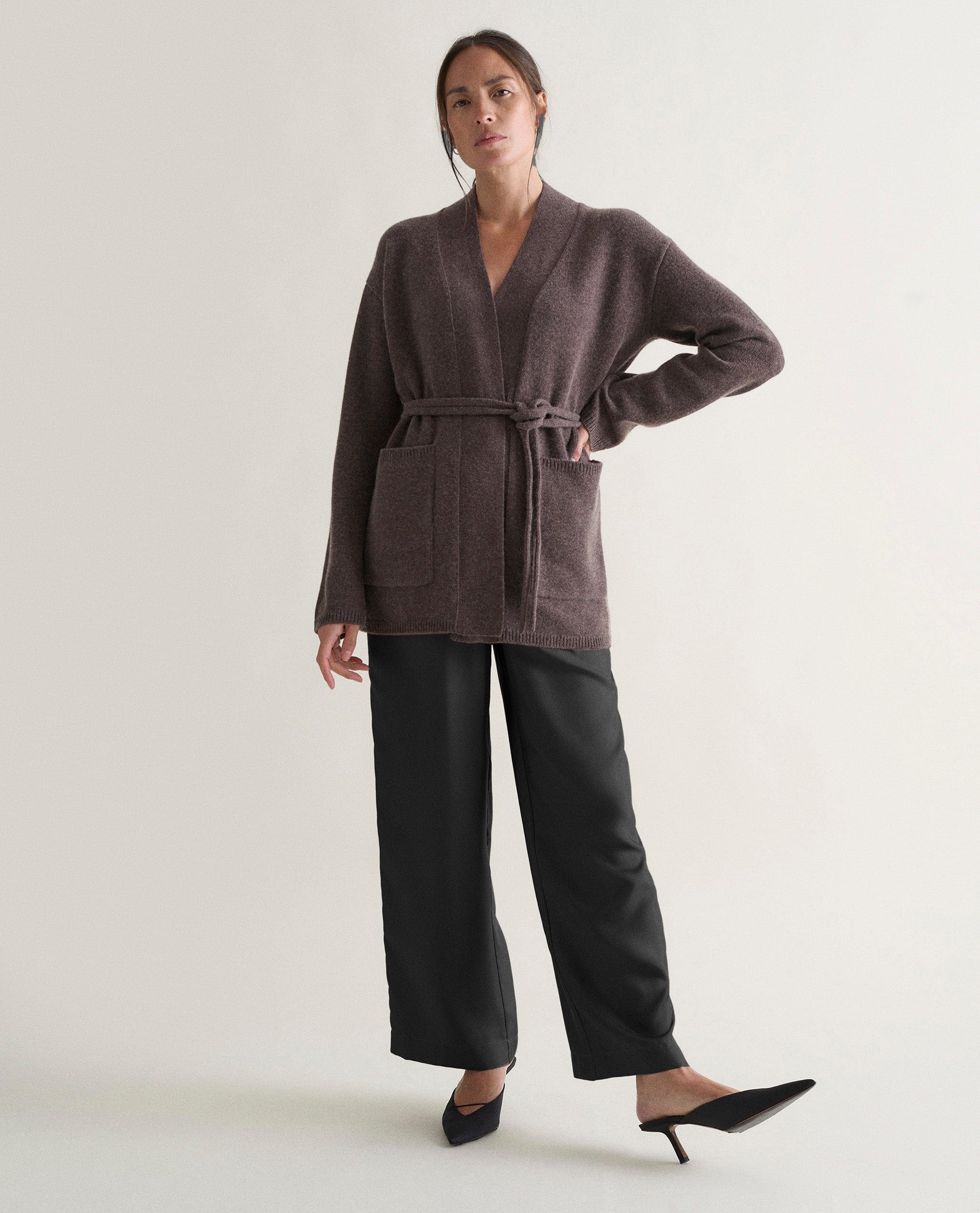 Women's Cashmere Merino Belted Cardigan | Rise & Fall