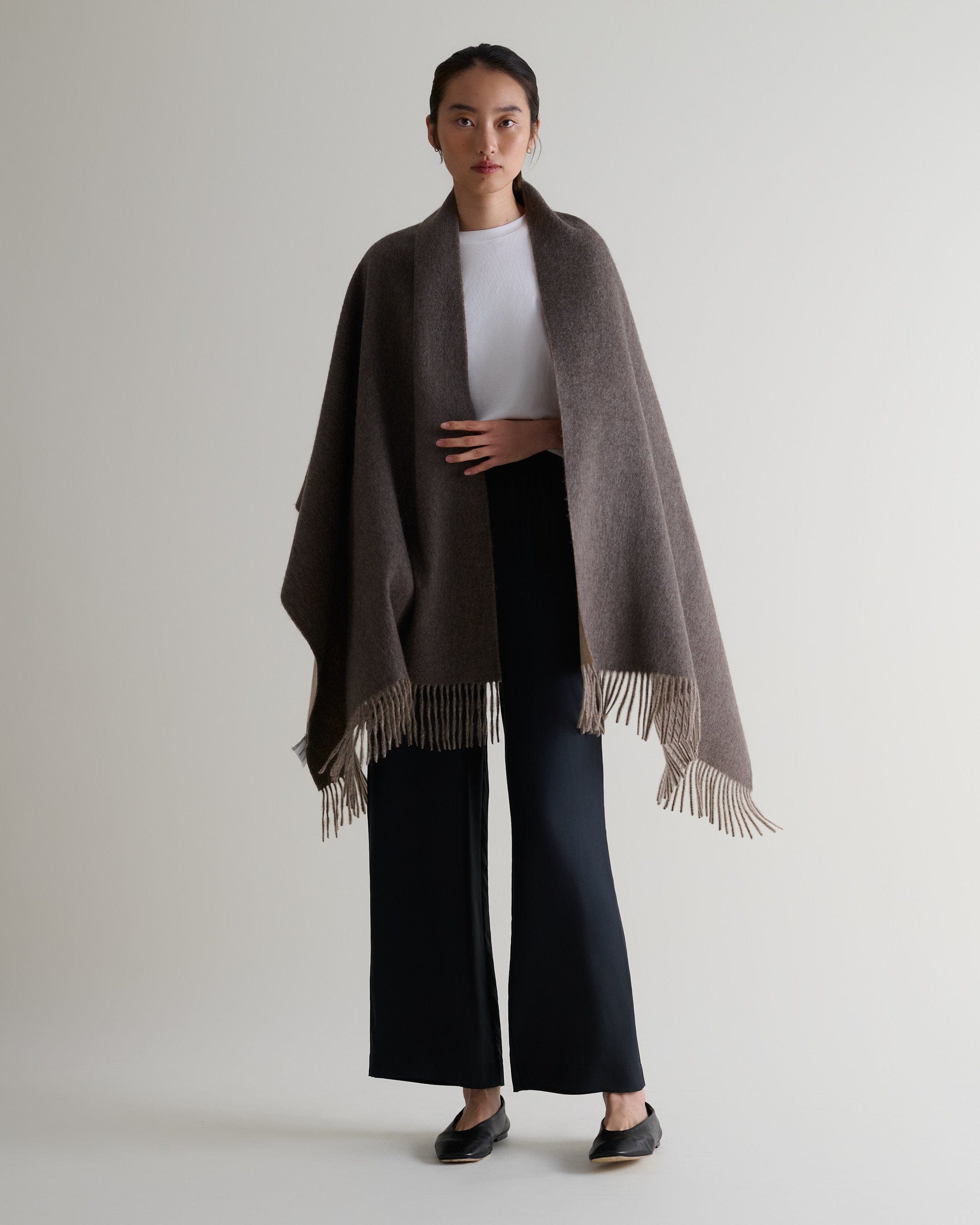 Finest Cashmere Double Faced Wrap | Rise & Fall