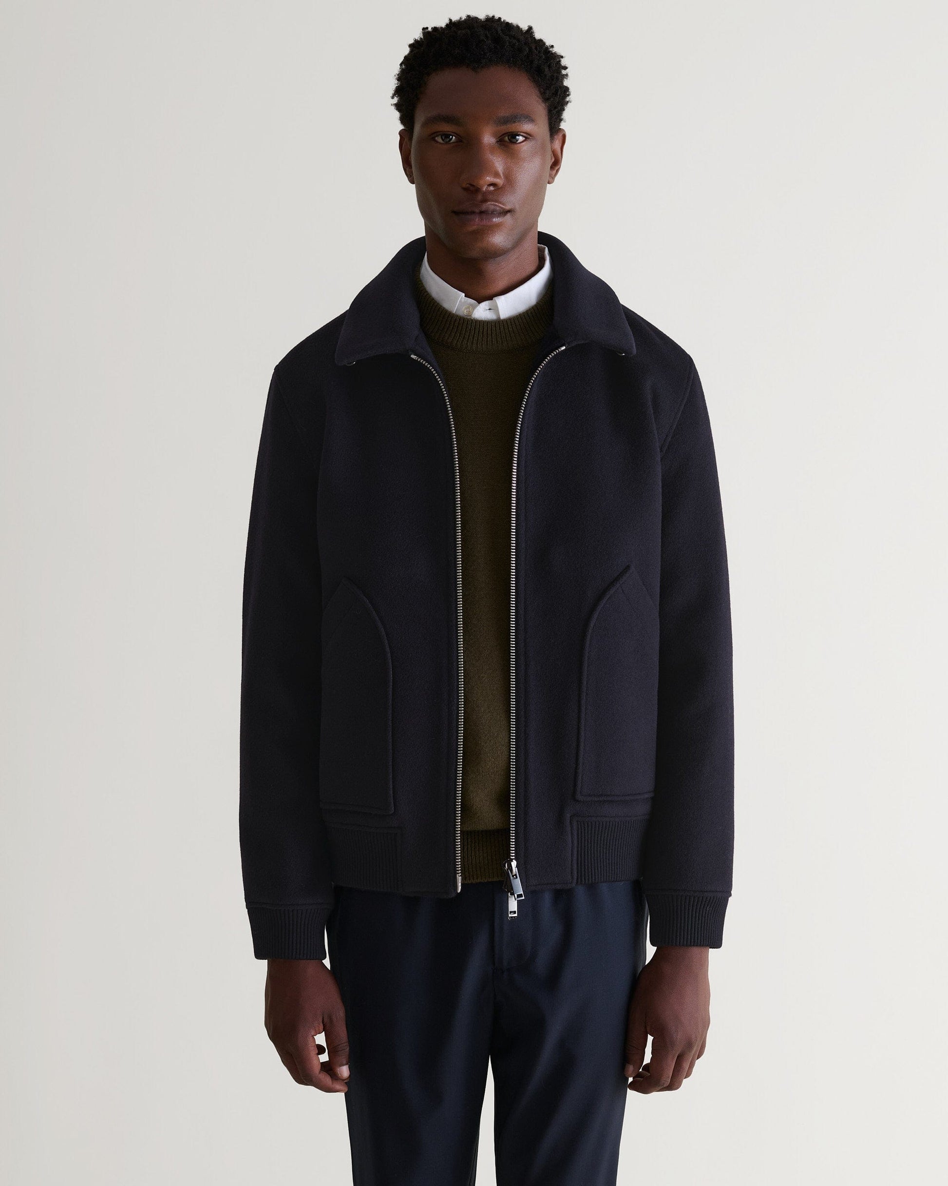 Men's Shearling Collar Wool Bomber Jacket – Rise Fall