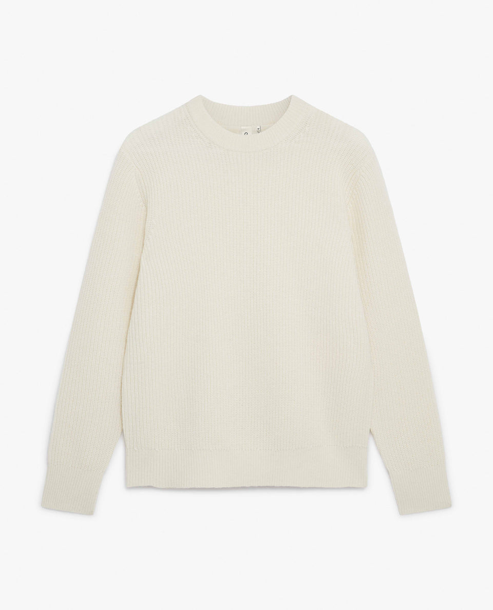 Men's Cashmere Merino Fishermans Rib Crew Neck Jumper