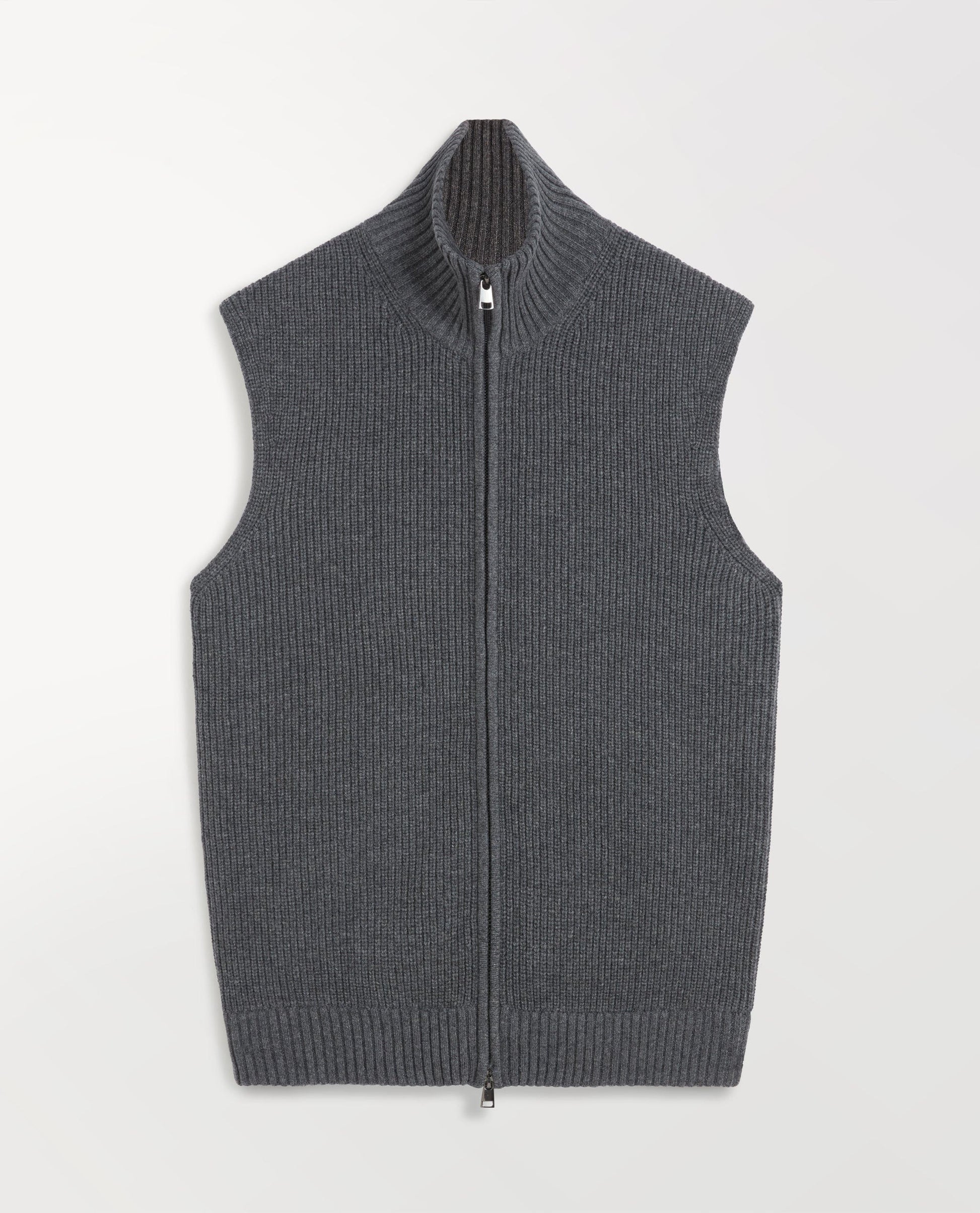 Men's Cashmere Merino Funnel Knit Vest - Graphite-[colour]-[size]-Rise &amp; Fall