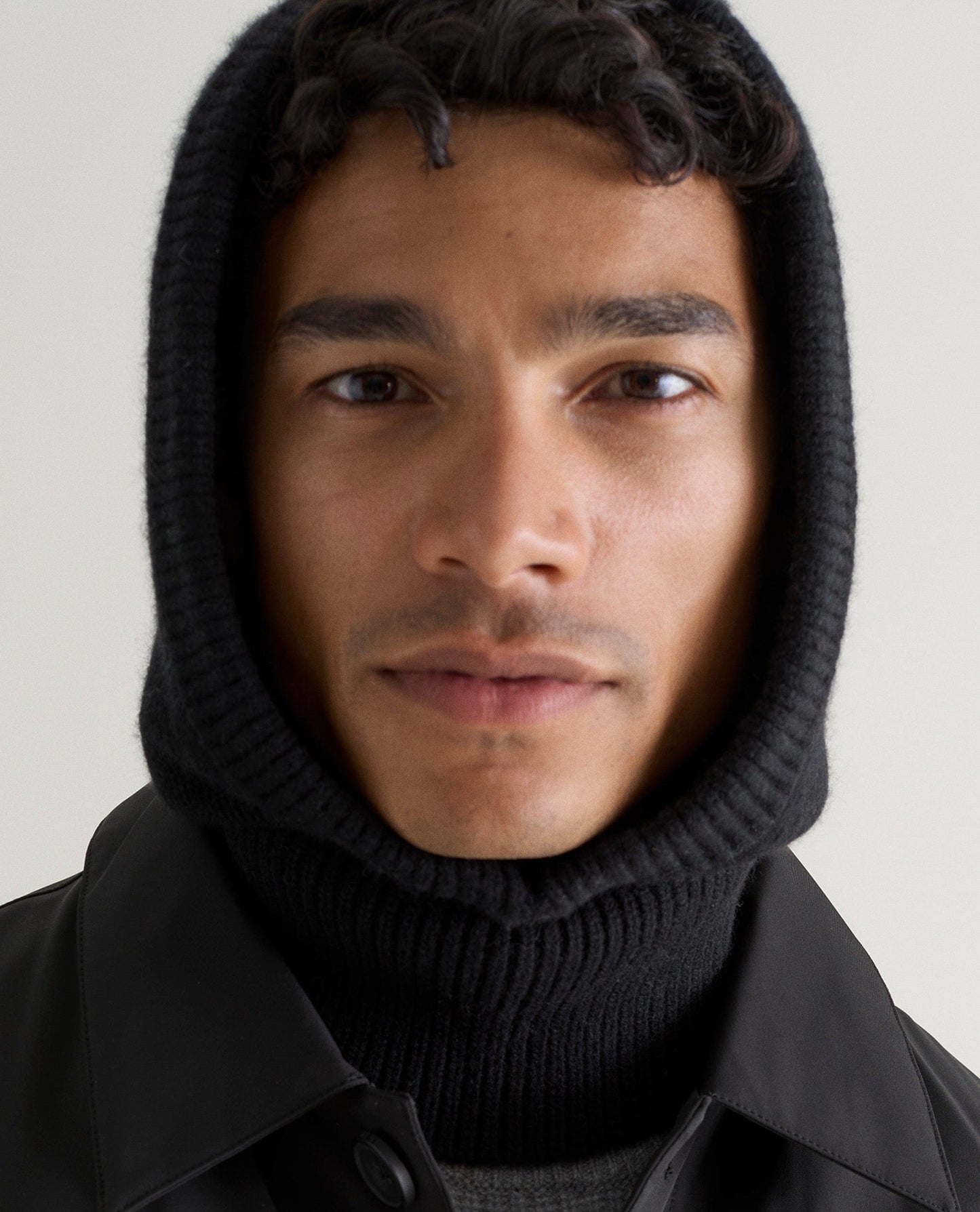 Men's Cashmere Merino Knitted Hood - Black