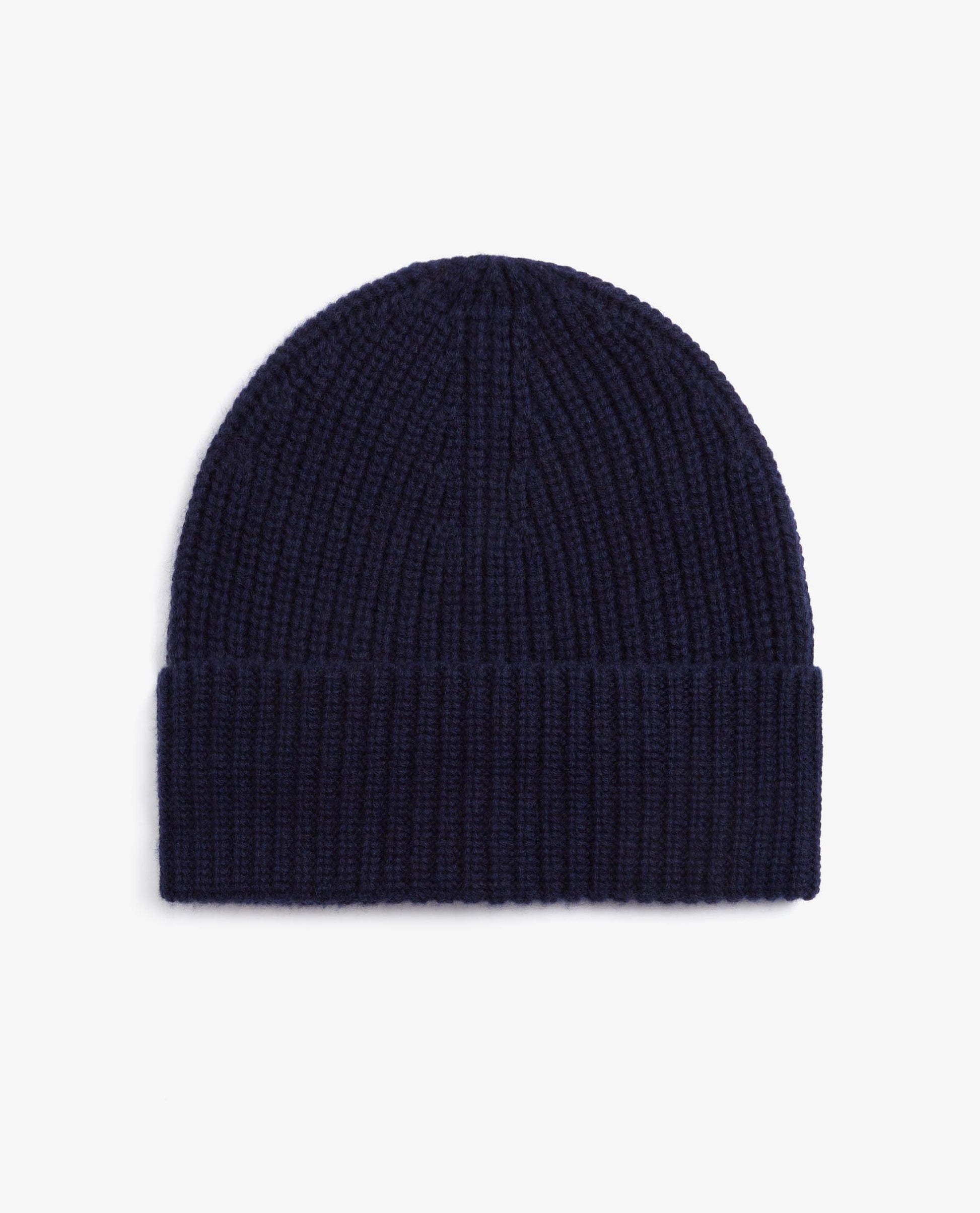 Men's Cashmere Merino Ribbed Knit Beanie - Indigo