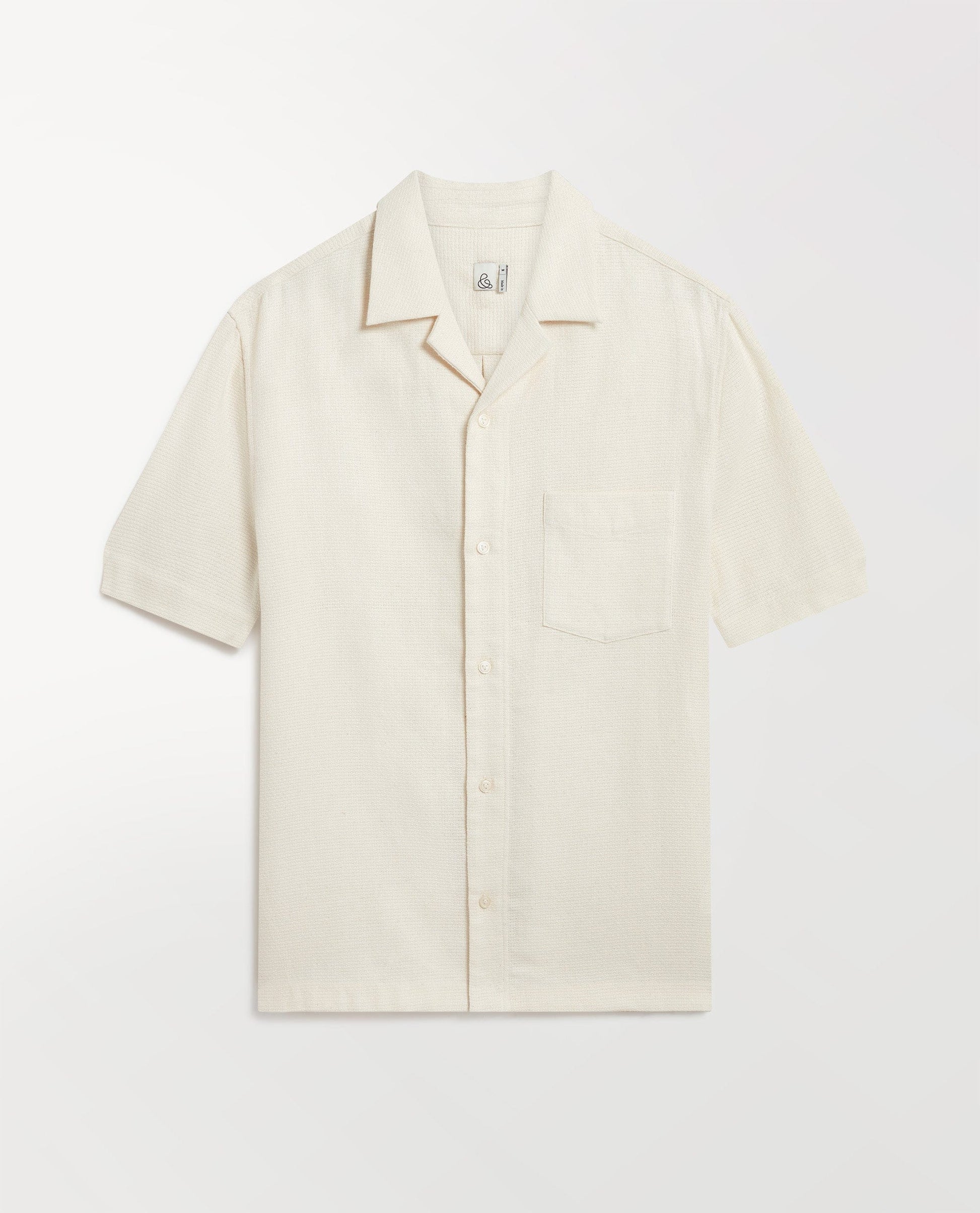 Men's Cotton Camp Collar Shirt - Ecru
