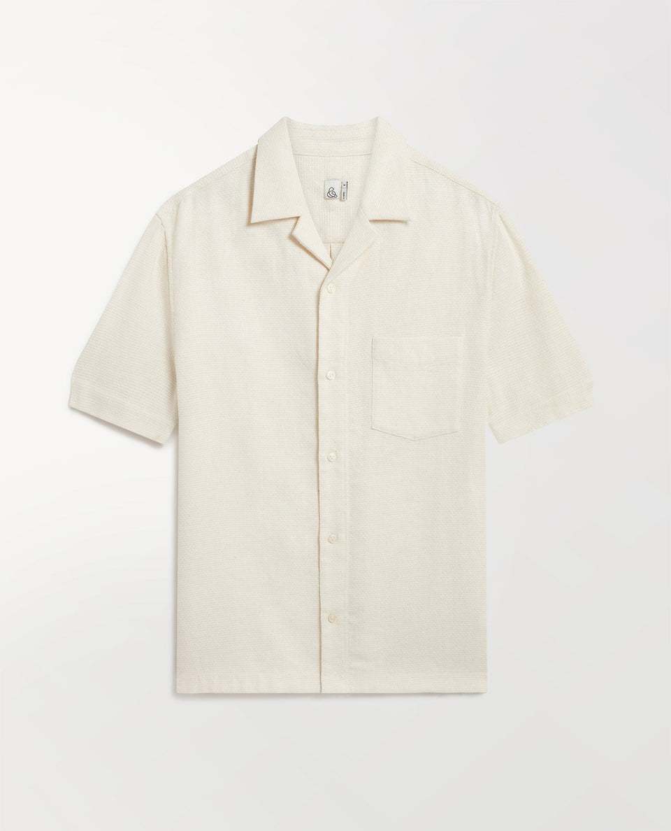 Men's Cotton Camp Collar Shirt - Ecru