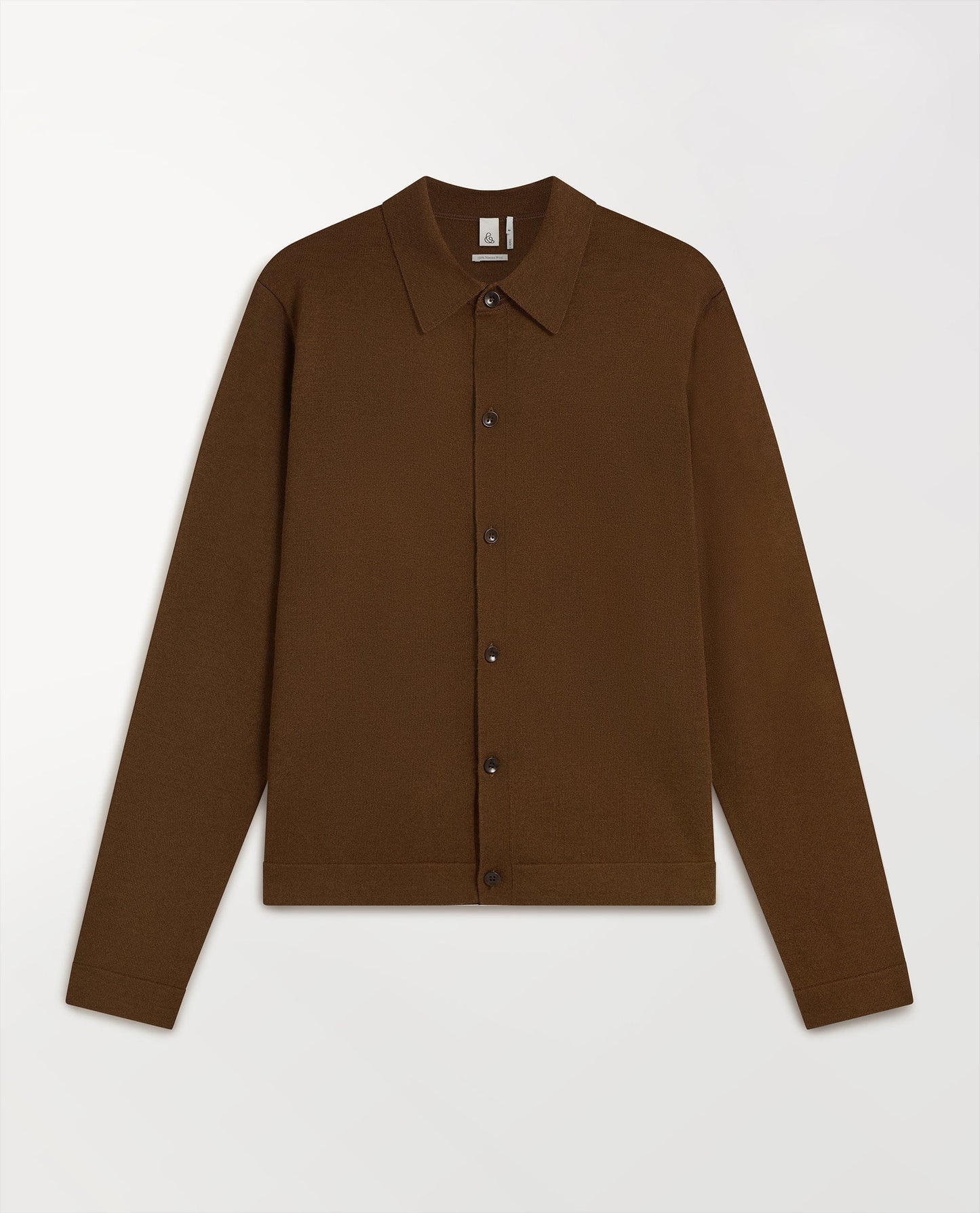 Men's Fine Merino Knit Shirt - Chestnut-[colour]-[size]-Rise &amp; Fall