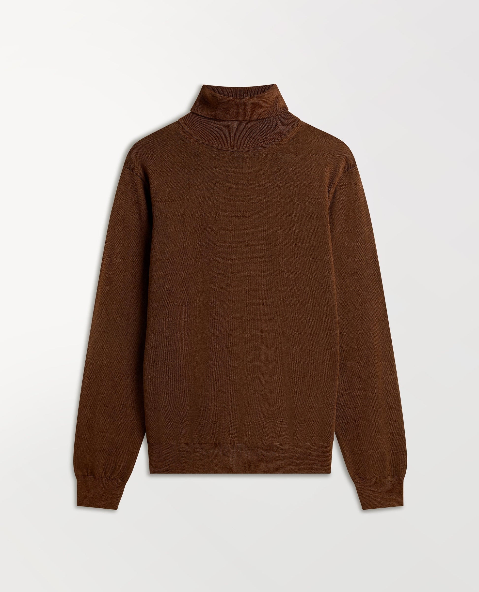 Men's Fine Merino Roll Neck Jumper - Chestnut-[colour]-[size]-Rise &amp; Fall