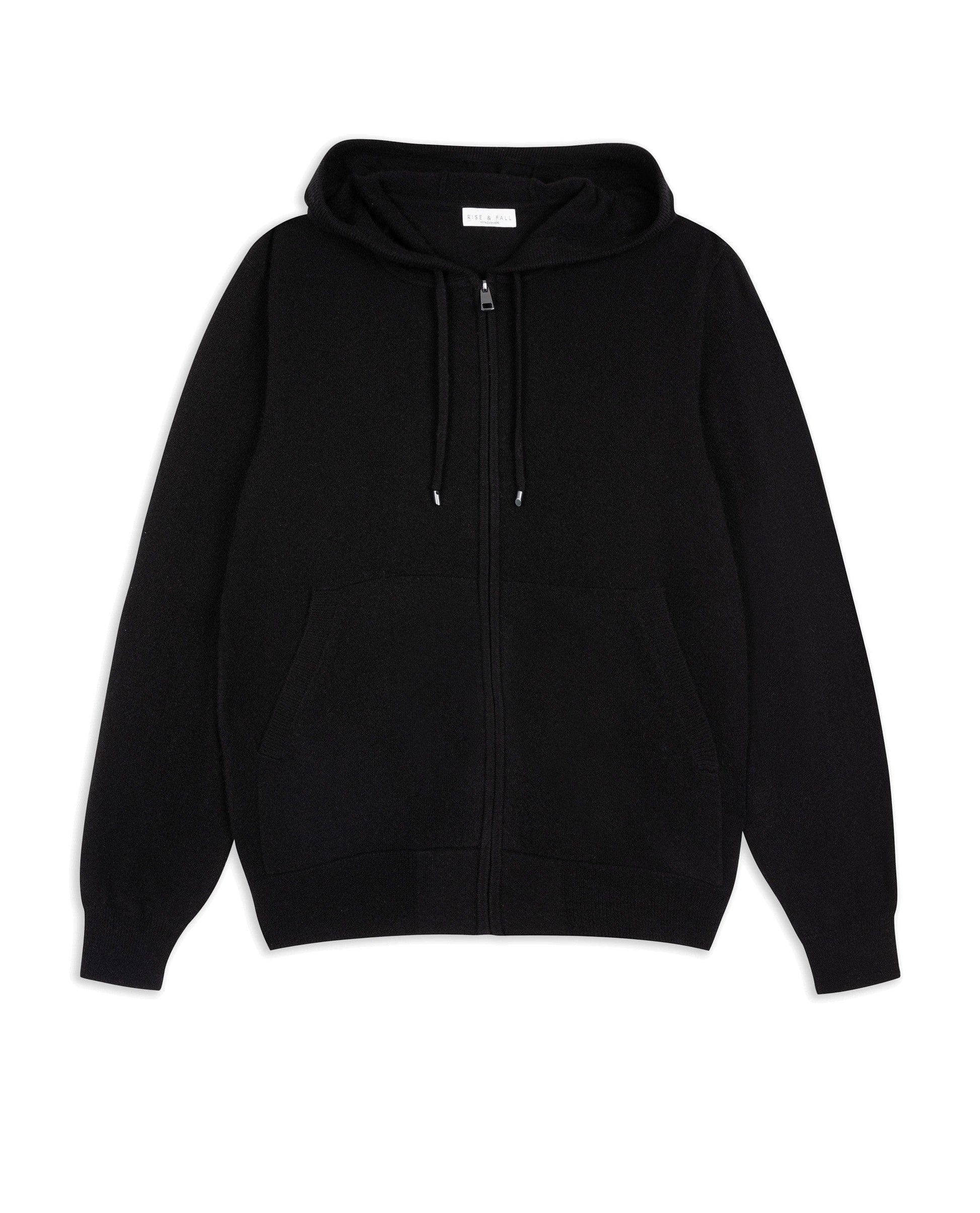 Men's Finest Cashmere Full Zip Hoodie - Black