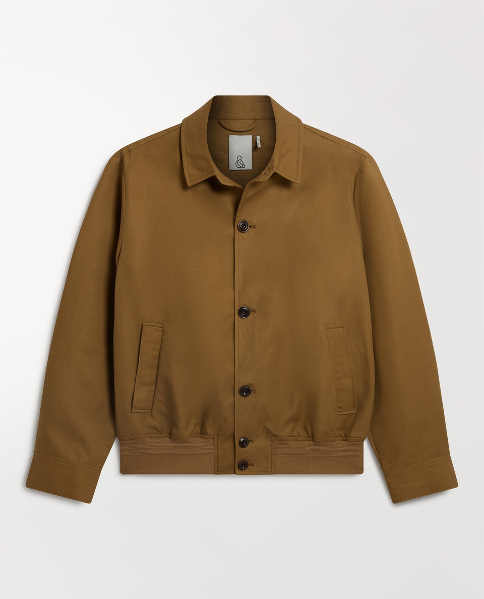 Men's French Linen Bomber Jacket - Olive
