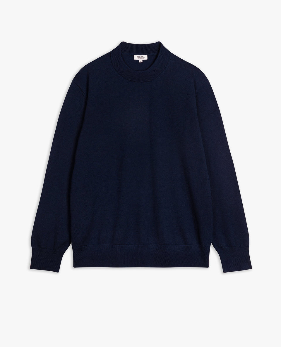 Men's Merino Mid-Weight Crew Neck Jumper - Navy