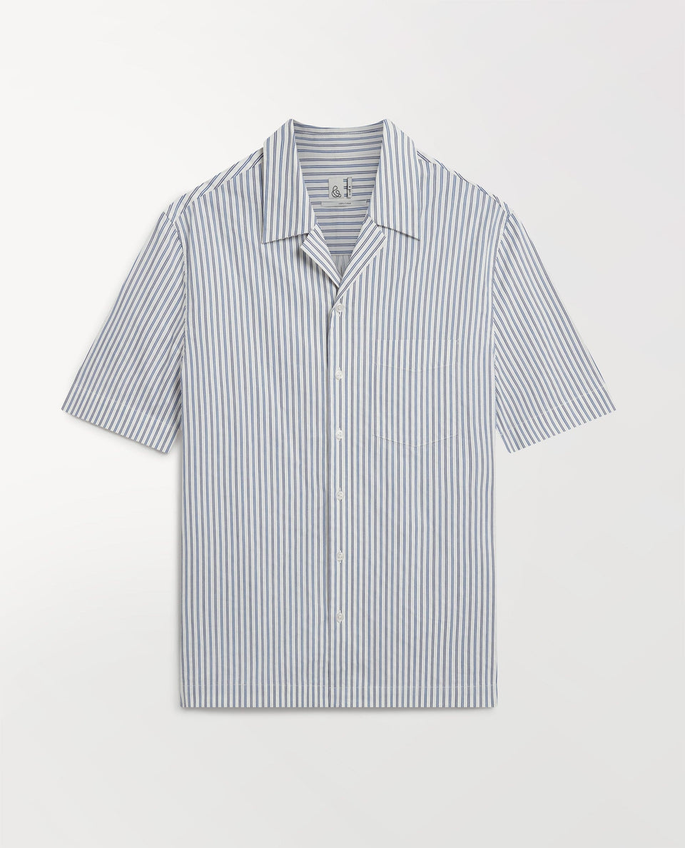 Men's Organic Cotton Camp Collar Stripe Shirt - Stripe
