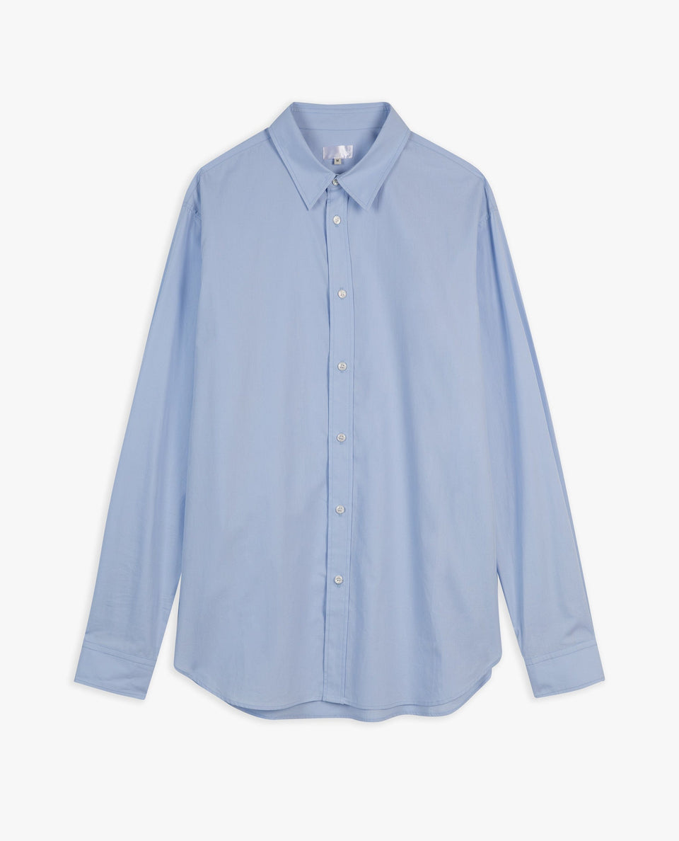 Men's Organic Cotton Poplin Shirt - Light Blue Stripe