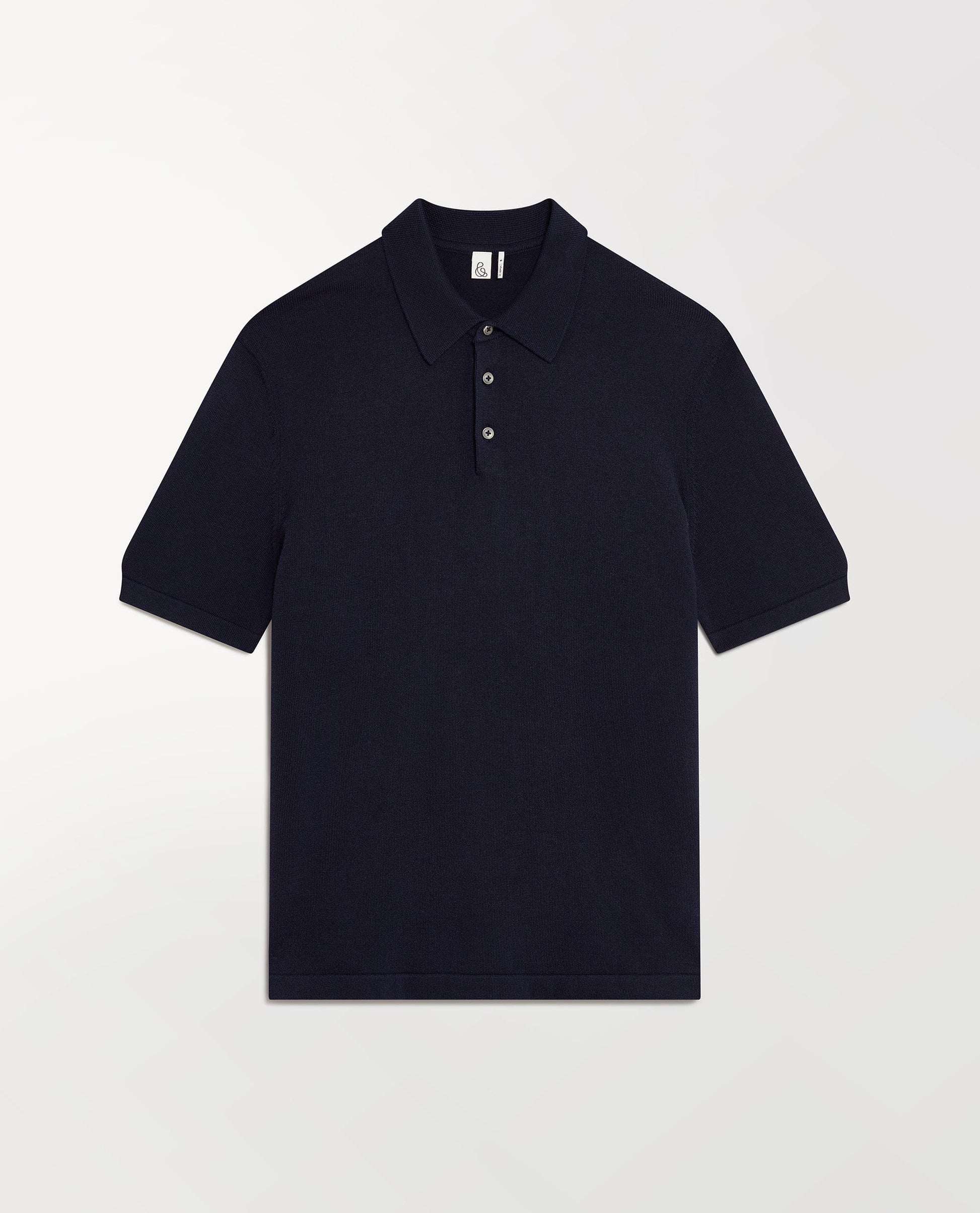 Men's Silk-Cotton Fine Knit Polo - Navy