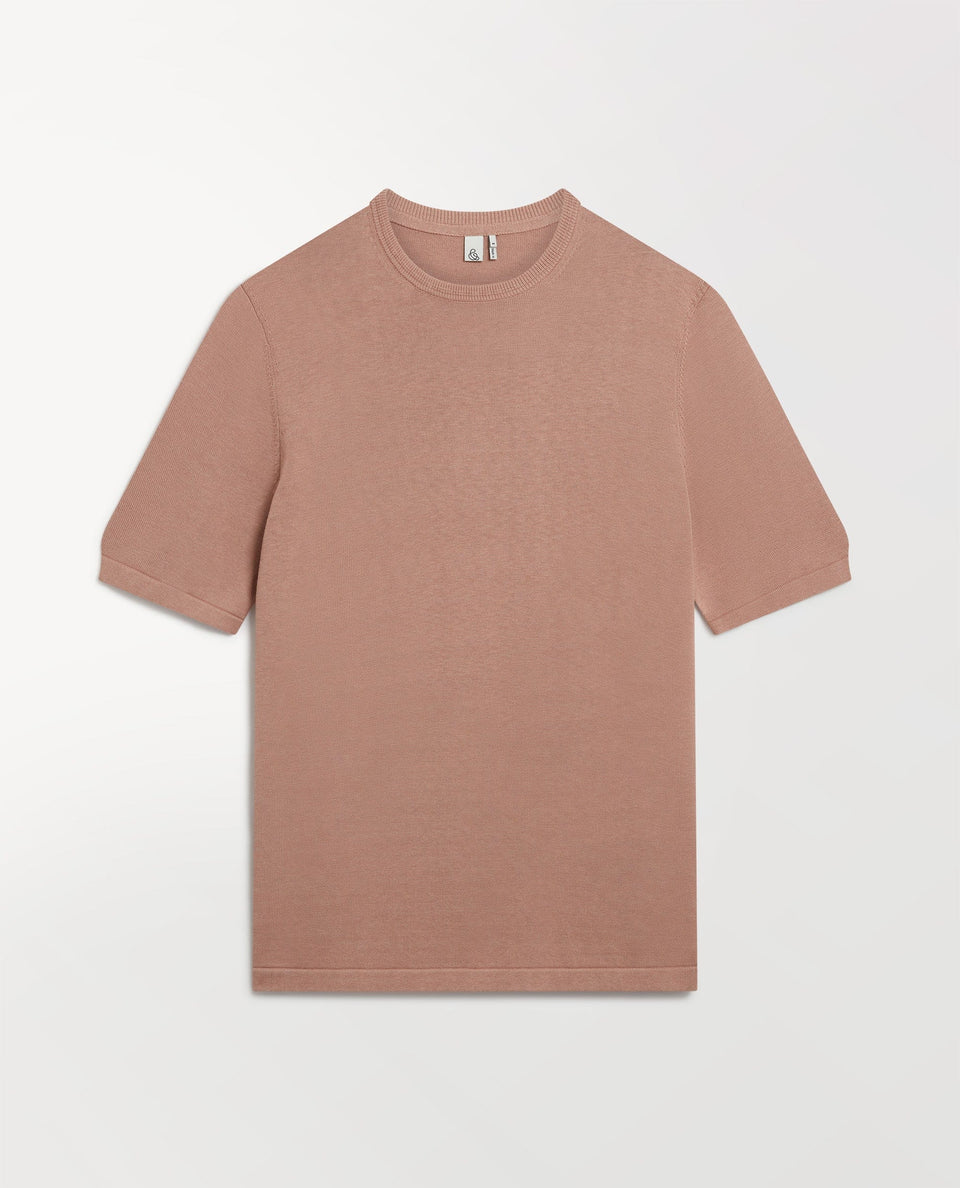 Men's Silk-Cotton Fine Knit T-shirt - Clay