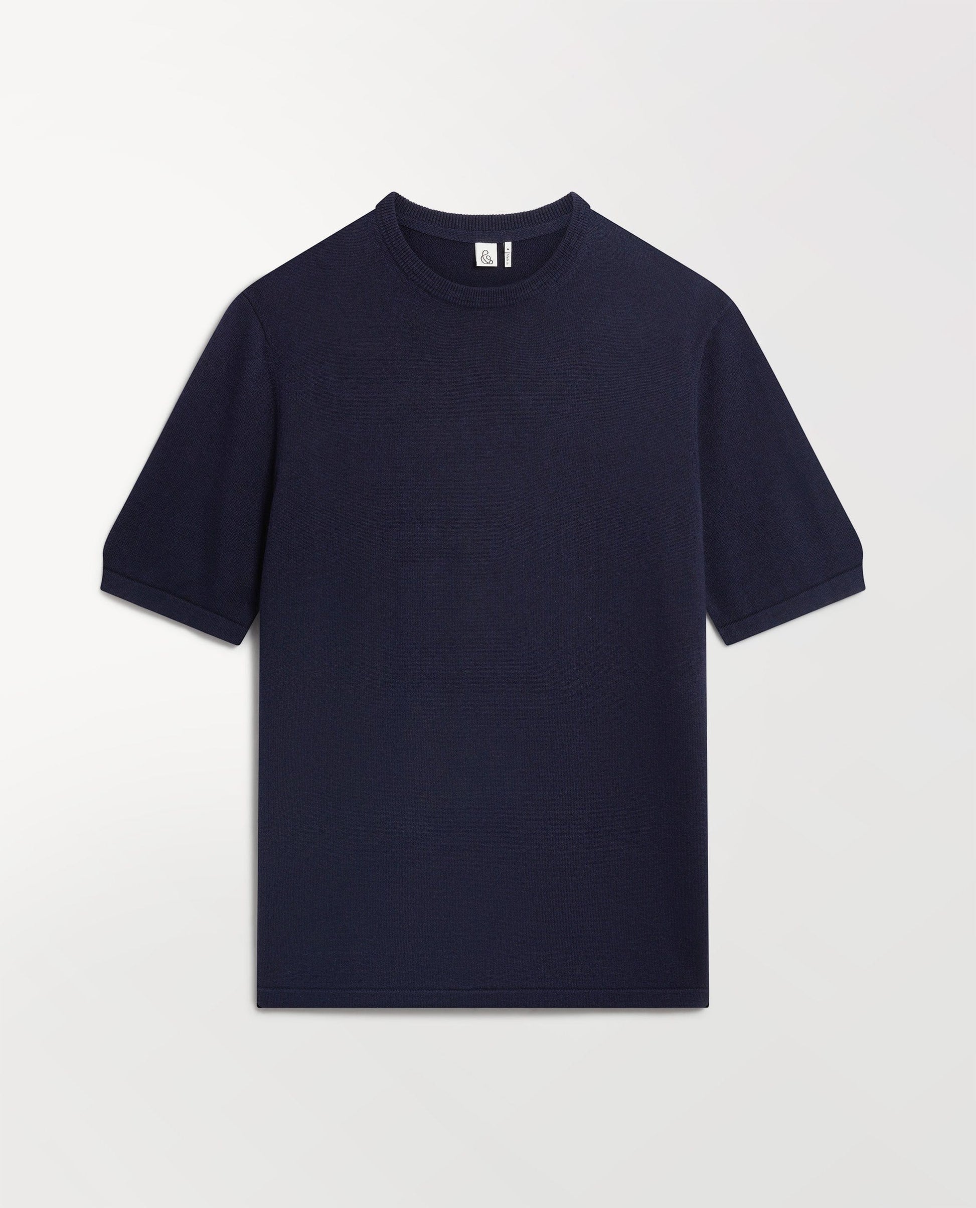Men's Silk-Cotton Fine Knit T-shirt - Navy
