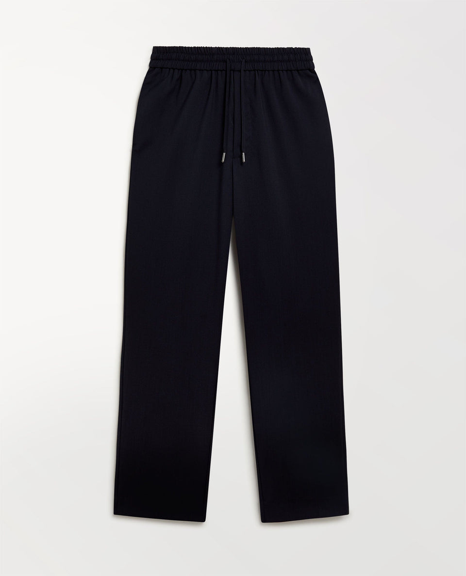 Men's Tropical Wool Drawstring Trousers - Indigo-[colour]-[size]-Rise &amp; Fall