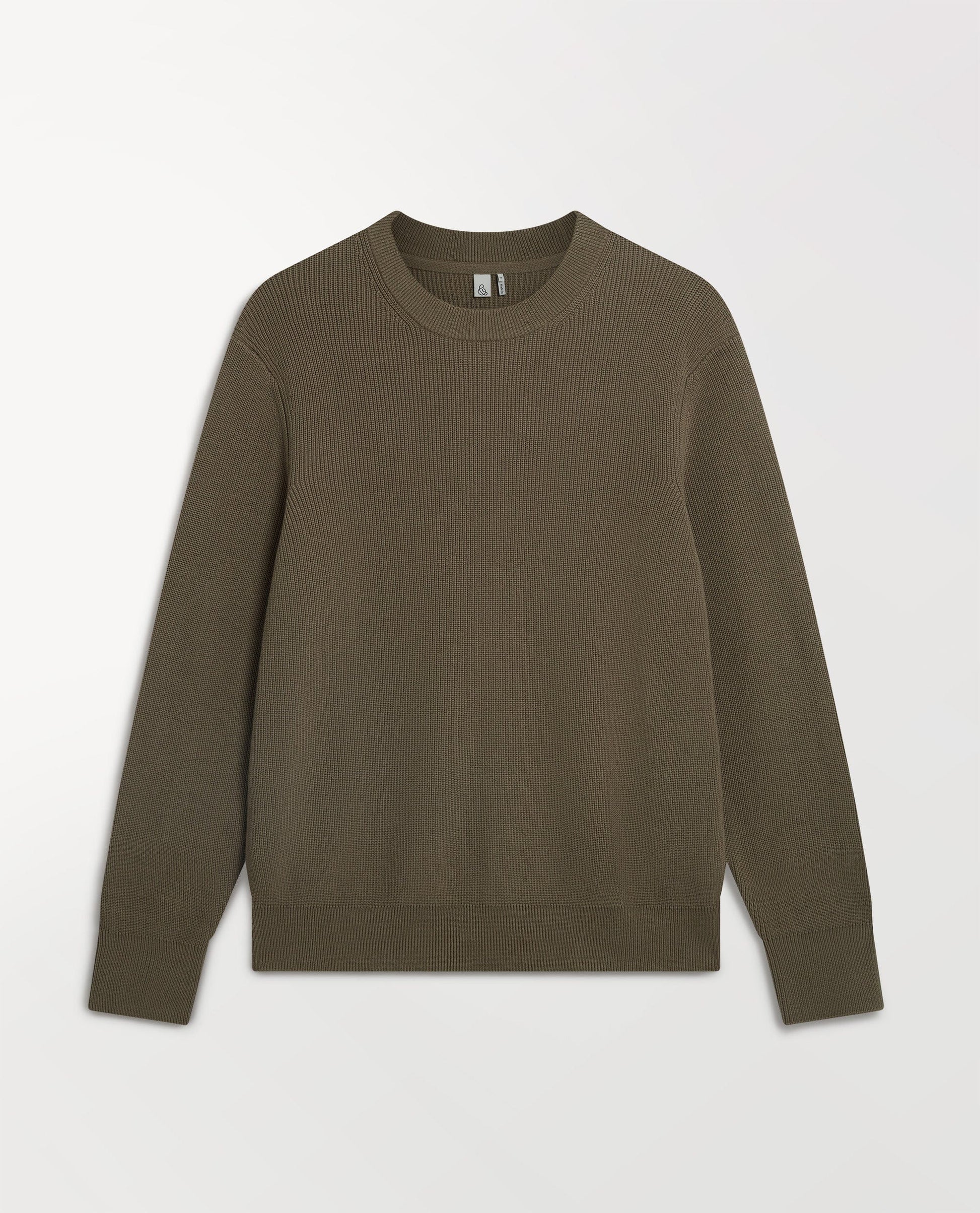 Men's Waffle Fisherman Crew Neck Jumper - Herb