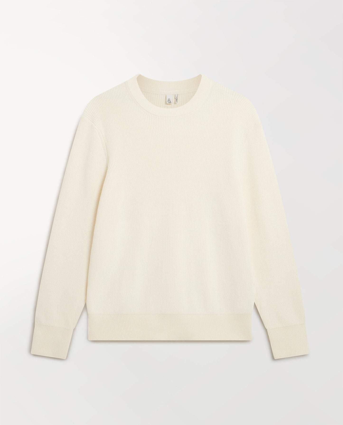 Men's Waffle Fisherman Crew Neck Jumper - Parchment