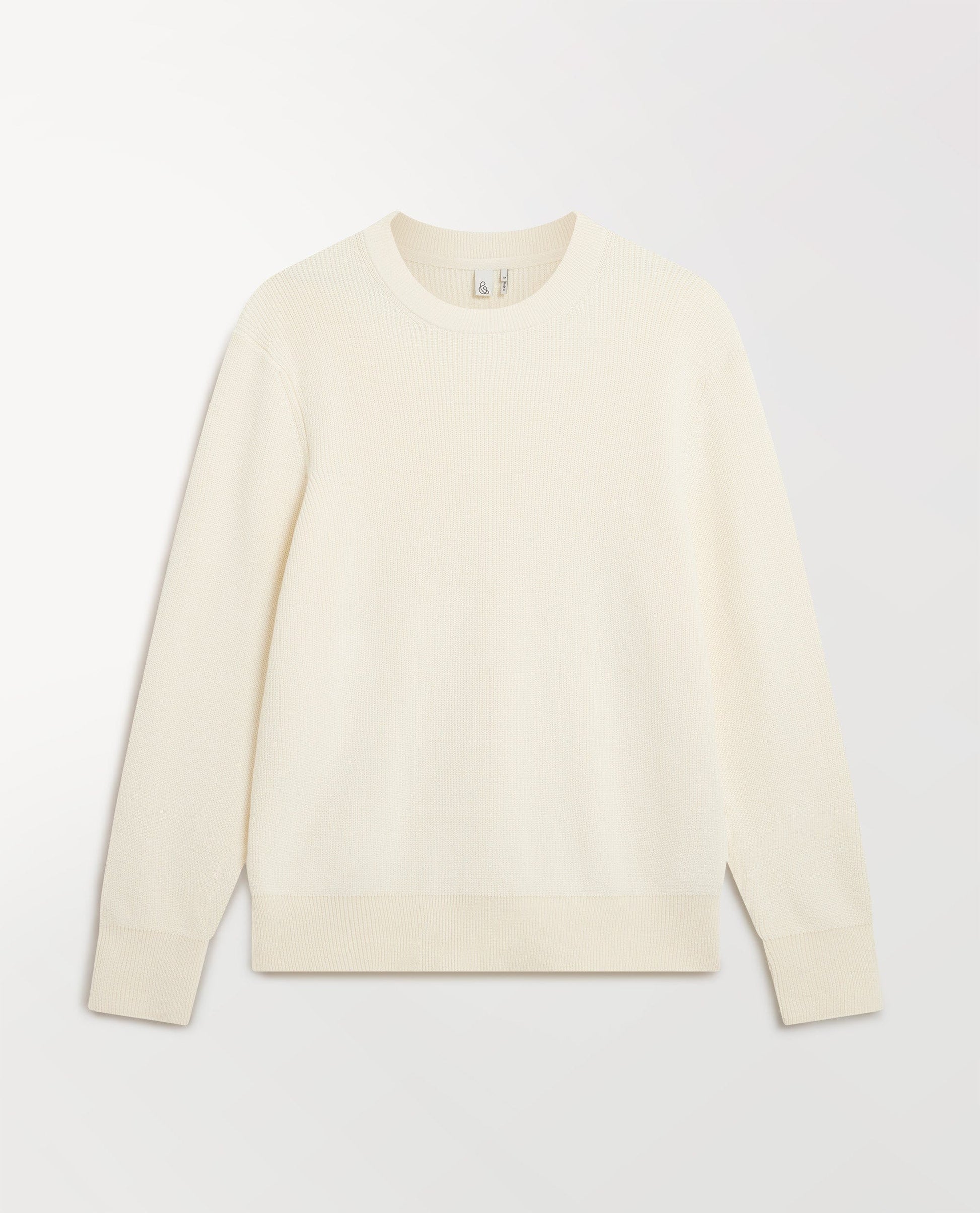 Men's Waffle Fisherman Crew Neck Jumper - Parchment
